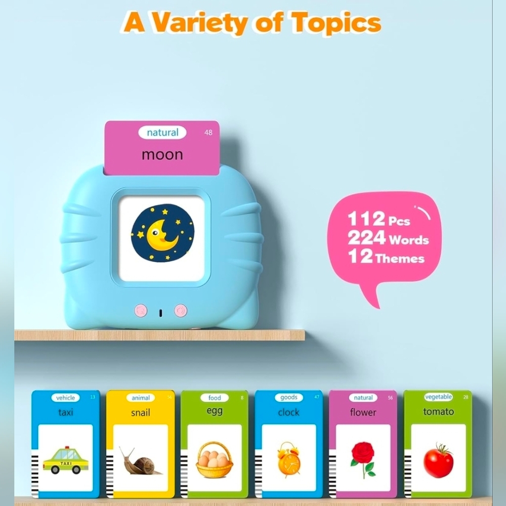 Talking Flash Cards for Toddlers ~  Montessori Language Learning ~ Blue - Picture 2 of 5